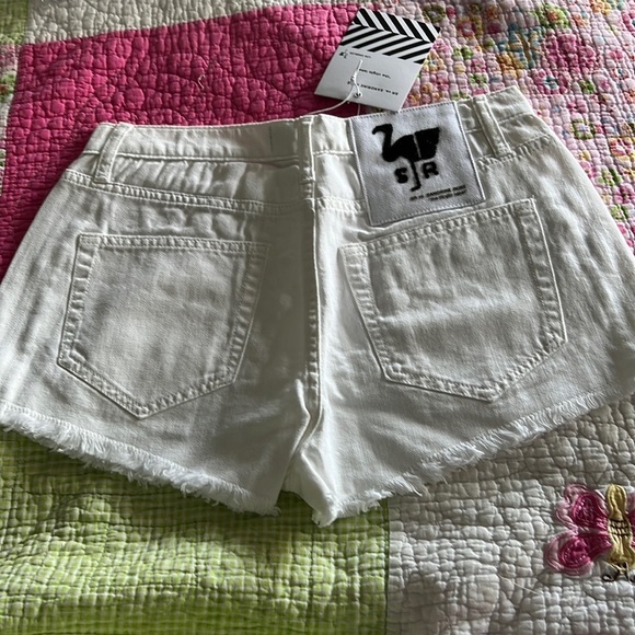 Free People • Sandrine Rose Cut Off Side Zipper White Denim Jean Shorts - Picture 7 of 8